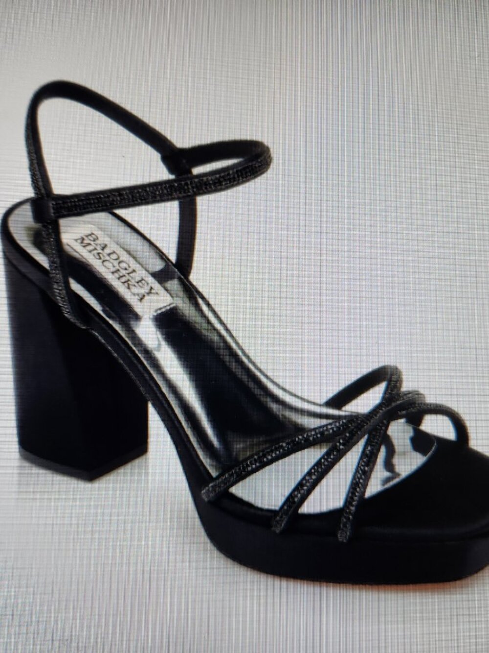 Badgley Mischka "Frida" Black Silk Heeled Sandals. NIB. Size 9.5